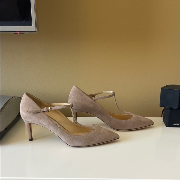 Jimmy Choo Suede T- Strap Heels - Picture 3 of 9